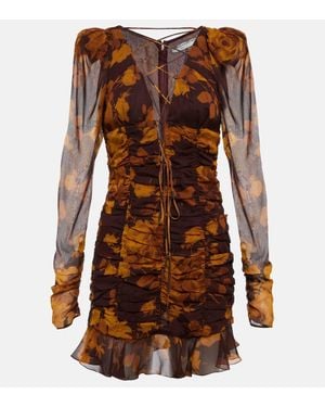 Alessandra Rich Minikleid Aus Seiden-Georgette - Braun