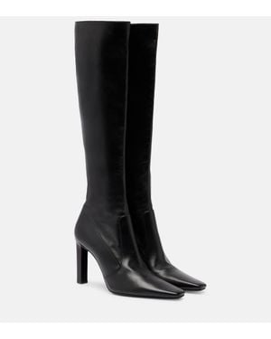 Saint Laurent Francoise 95 Leather Knee-High Boots - Black