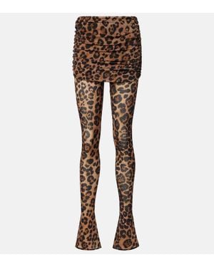 Blumarine Leopard-Printed Jersey Leggings - Brown