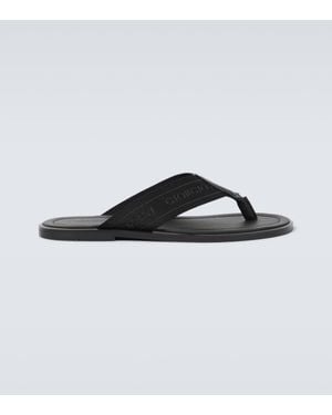 Giorgio Armani Leather-Trimmed Sandals - Brown