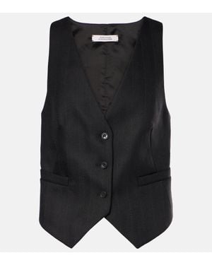 Dorothee Schumacher Modern Sophistication Pinstripe Wool Vest - Black