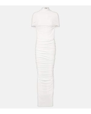 Jean Paul Gaultier Fringed Ruched Jersey Maxi Dress - White
