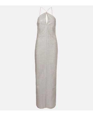 ROTATE BIRGER CHRISTENSEN Sequined Halterneck Maxi Dress - White
