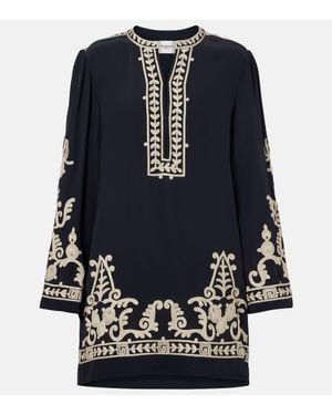 Isabel Marant Fadeli Embroidered Crepe Tunic - Blue