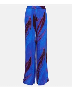 Louisa Ballou Printed Wide-Leg Trousers - Blue