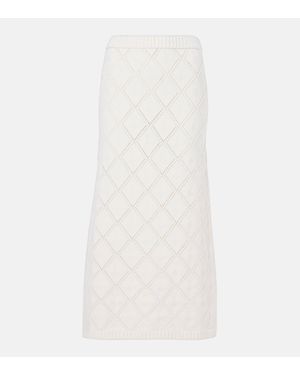 Elie Saab Pointelle Wool And Cashmere Midi Skirt - White