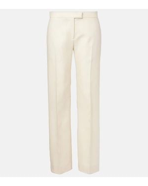 KHAITE Callen Wool And Silk Straight Pants - Natural