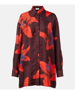 Alexander McQueen Floral Silk Satin Shirt - Red