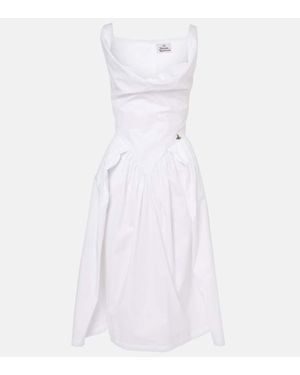 Vivienne Westwood Sunday Gathered Cotton-Poplin Dress - White
