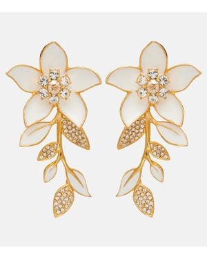 Oscar de la Renta Jasmine Vine Embellished Enamel Earrings - Metallic