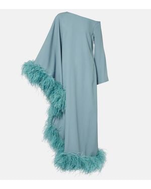 ‎Taller Marmo Ubud Extravaganza Feather-trimmed Gown - Blue