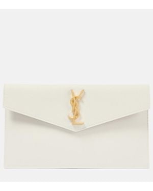 Saint Laurent Clutch Uptown De Piel - Blanco