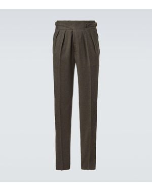 Rubinacci Manny Wool Flannel Tapered Trousers - Grey