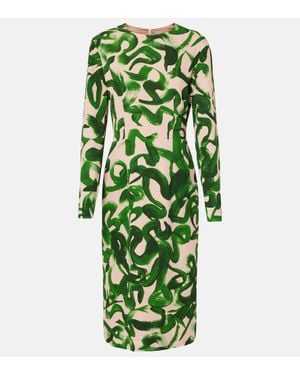 Dries Van Noten Printed Midi Dress - Green