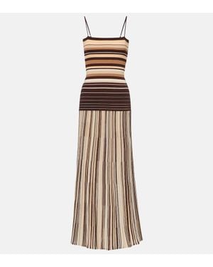 Faithfull the Brand Esenia Striped Cotton-Blend Midi Dress - Natural