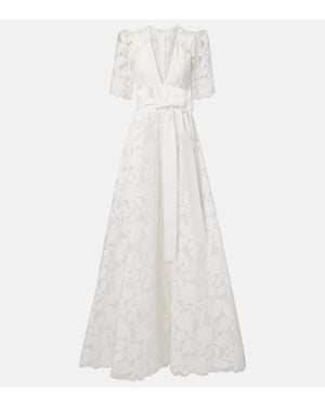 Elie Saab Embroidered Floral Gown - White