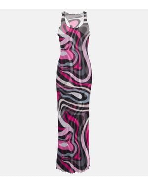 Emilio Pucci Marmo Tulle Maxi Dress - Purple
