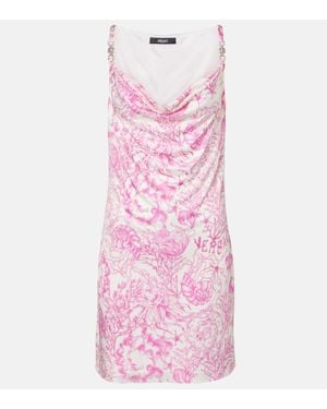 Versace Minikleid Underwater Barocco Aus Satin - Pink