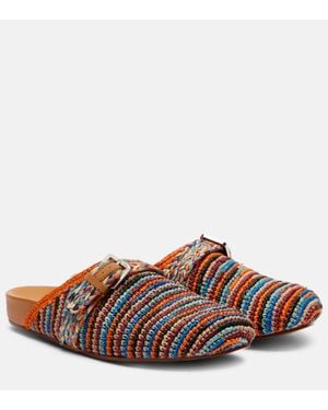 Robert Clergerie Quinta Raffia Mules - Multicolor