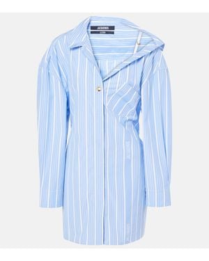 Jacquemus Striped Cotton Shirt Dress - Blue