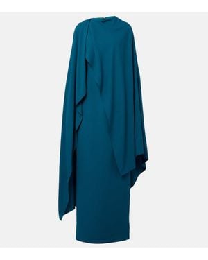 ROKSANDA Deena Caped Crepe Gown - Blue