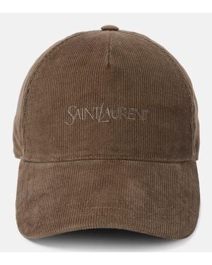 Saint Laurent Corduroy Logo Baseball Cap - Brown