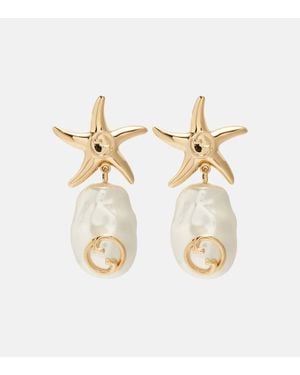 Gucci Orecchini Interlocking G Con Perle Bijoux - Metallizzato