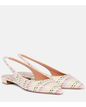 Aquazzura Purist Sling Woven Slingback Flats - Pink