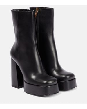Versace Bottines Plates-formes En Cuir - Noir