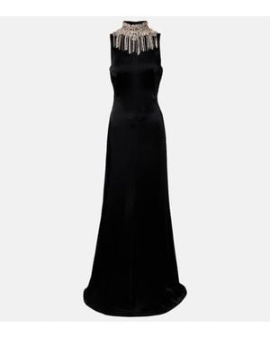 McQueen Embellished Open-Back Gown - Black