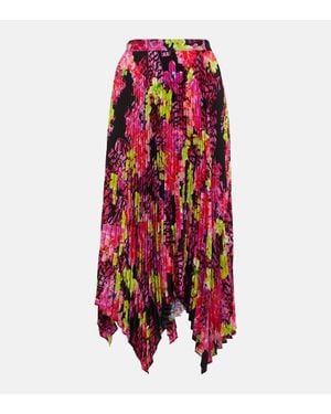 Versace Pleated Skirt With All-Over Orchid Print - Mehrfarbig