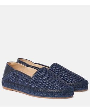 Manolo Blahnik Espadra Leather-Trimmed Raffia Espadrilles - Blue
