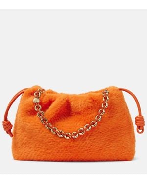Loewe Pochette Flamenco Large En Shearling Synthetique - Orange