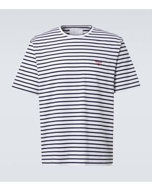 Prada Striped Cotton Jersey T-shirt - Blue