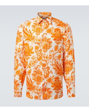 Etro Bedrucktes Hemd Roma Aus Leinen - Orange