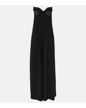 Monot Strapless Crepe Wide-Leg Jumpsuit - Black