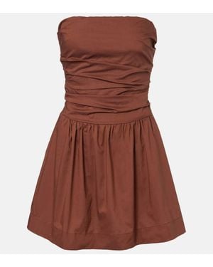 Faithfull the Brand Vera Strapless Cotton Minidress - Brown