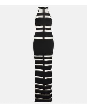 Balmain Maxikleid Mit Mesh - Schwarz