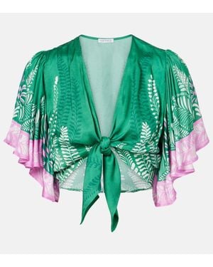 Poupette Cropped-Top Rose Aus Satin - Grün