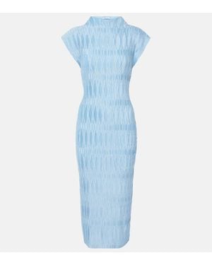 Veronica Beard Gramercy Plisse Midi Dress - Blue