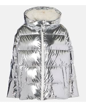 Yves Salomon Quilted Metallic-Effect Down Jacket - Gray