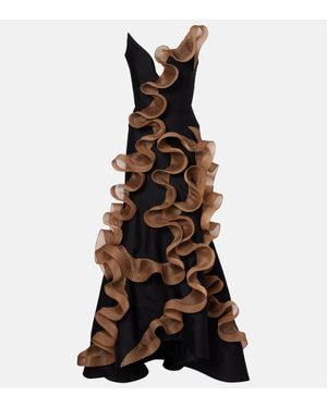 Maticevski Robe Longue Explode En Laine Et Soie - Noir