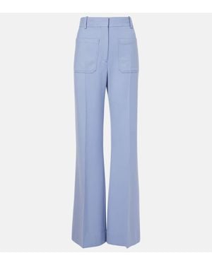 Victoria Beckham Pantaloni Flared Alina A Vita Alta - Blu