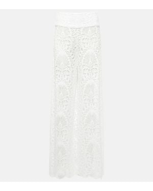 Alexandra Miro Charlize Lace Wide-Leg Trousers - White