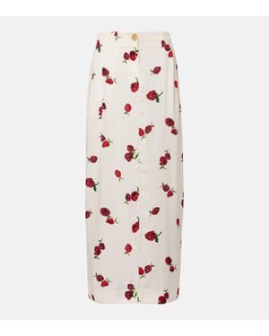 KHAITE Lucian Printed Twill Maxi Skirt - Pink