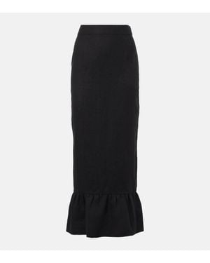 Posse Matilda Tiered Linen Pencil Skirt - Black