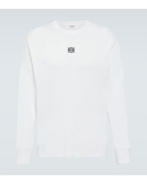 Loewe Oversized-Oberteil aus Baumwolle in Rippstrick mit Logostickerei - Weiß