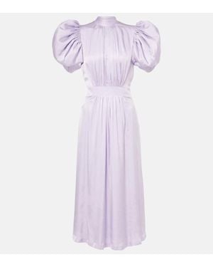 ROTATE BIRGER CHRISTENSEN Puff-Sleeve Satin Midi Dress - Purple