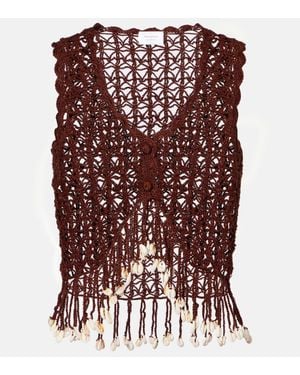 Anna Kosturova Top Raccourci En Crochet De Coton - Marron