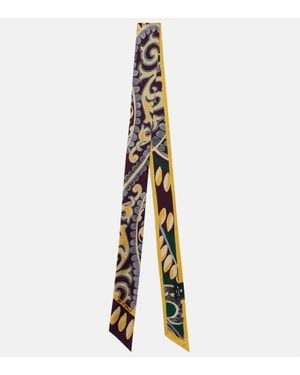 Etro Printed Silk Twill Scarf - Metallic